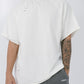 MIRAB. Oversized Unisex Curved Logo Neckline Tee in White