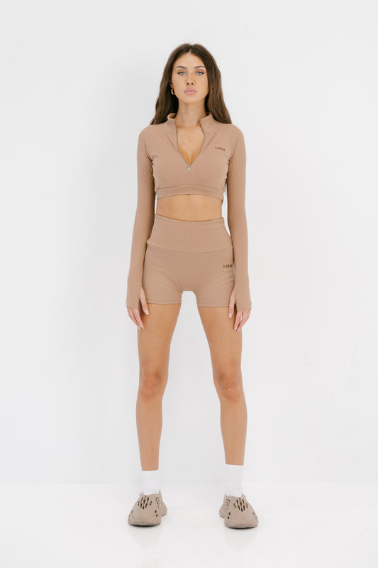 CORE Two Piece Set Crop and Shorts - Beige