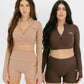 CORE Two Piece Set Crop and Shorts - Beige