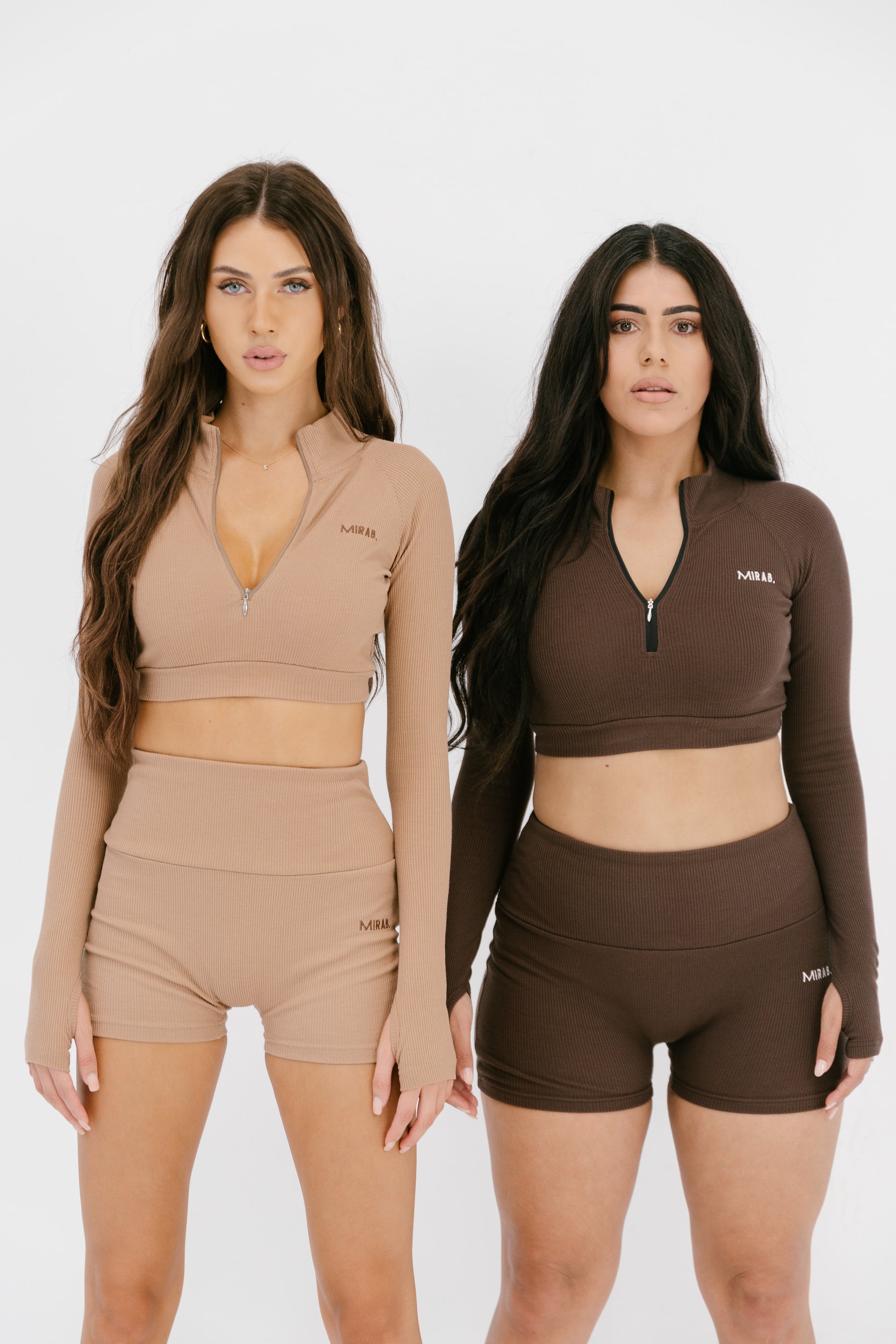CORE Two Piece Set Crop and Shorts - Beige – MIRAB.