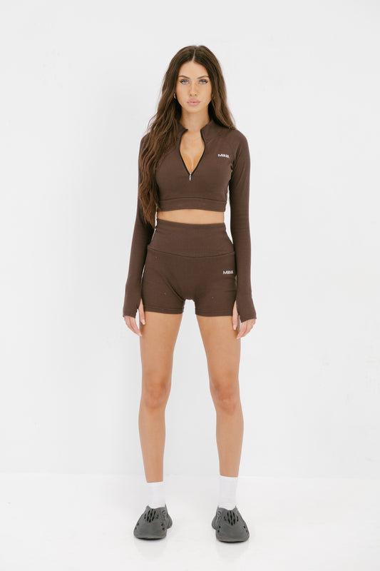 CORE Two Piece Set Crop and Shorts - Brown