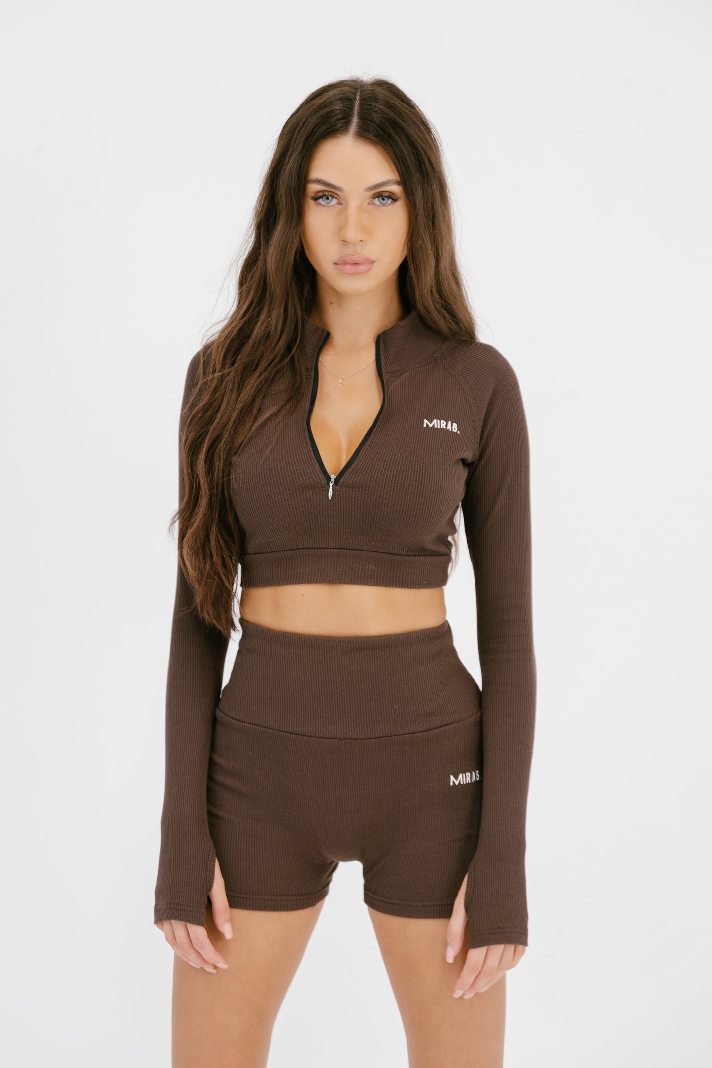 CORE Two Piece Set Crop and Shorts - Brown